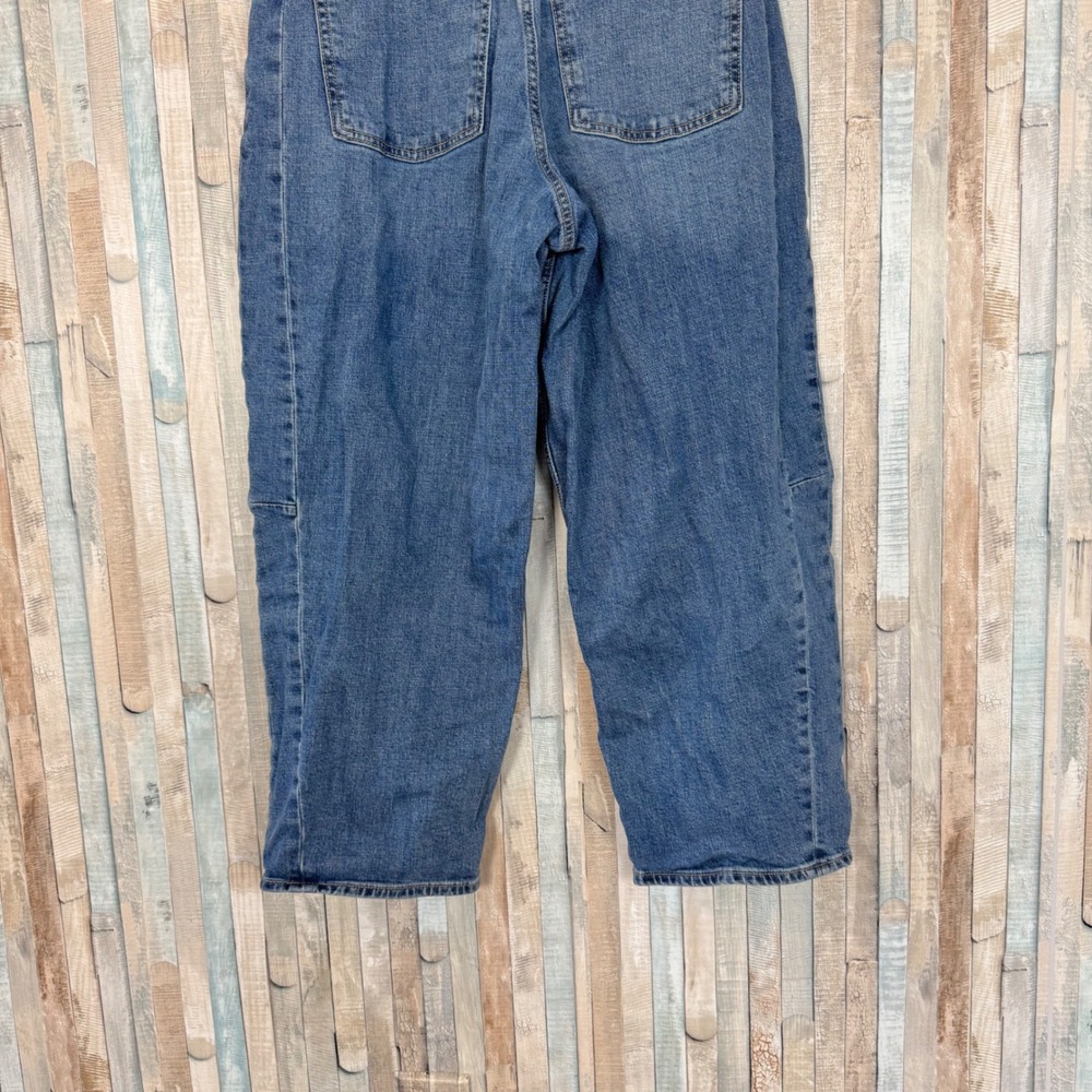Old Navy Maternity Full Panel Waistband Barrel Leg Ankle Jeans Blue Denim 12 - Picture 5 of 12